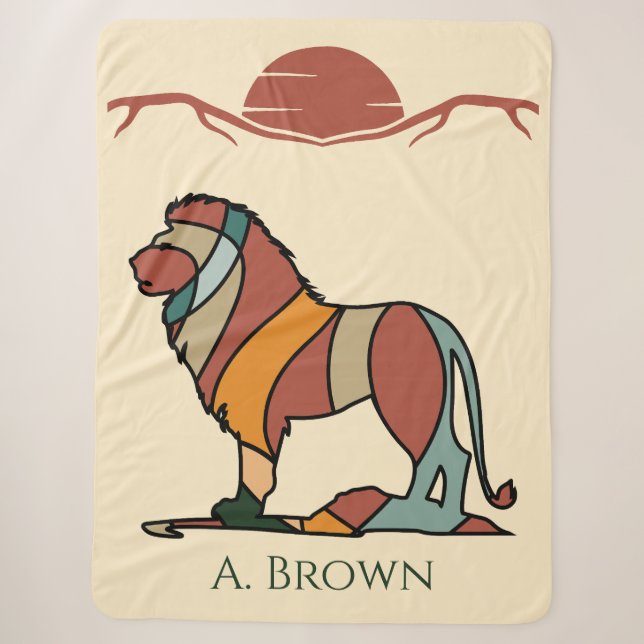 African Lion Personalized Sherpa Blanket (Front)