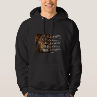 African lion print white text trendy men black  hoodie