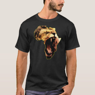 African Lion Roaring Safari Culture Africa Map   T-Shirt