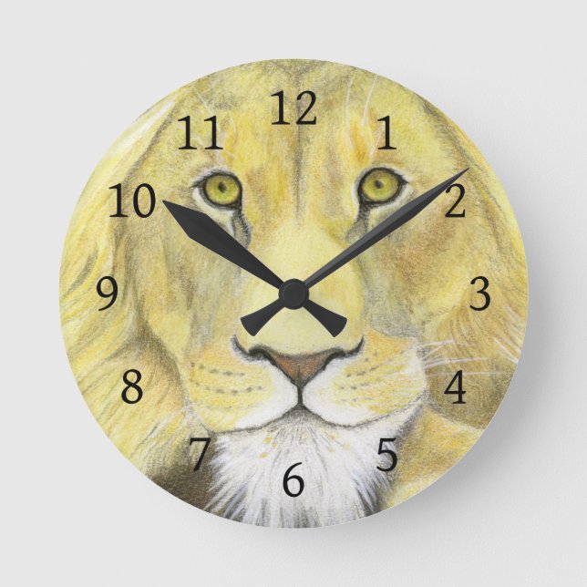 African Lion Round Clock (Front)