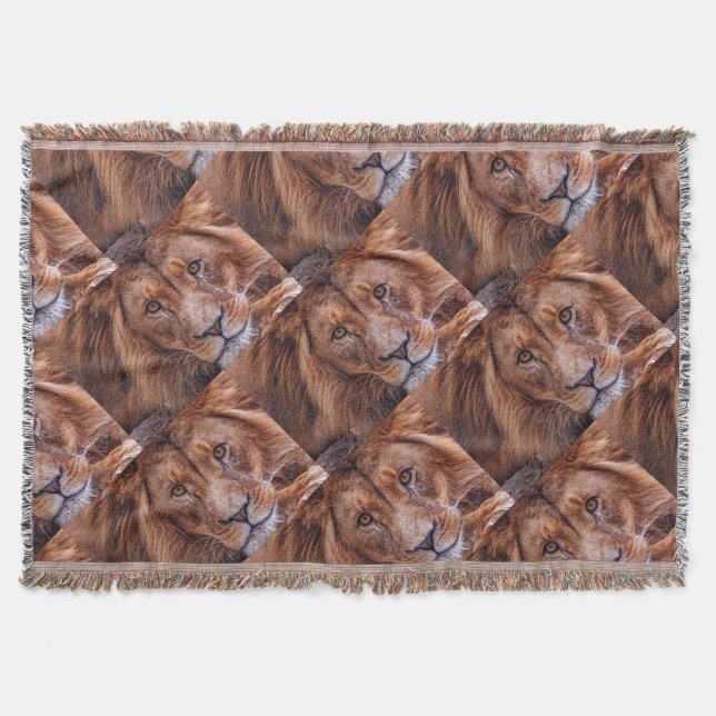 African Lion Throw Blanket (Front)