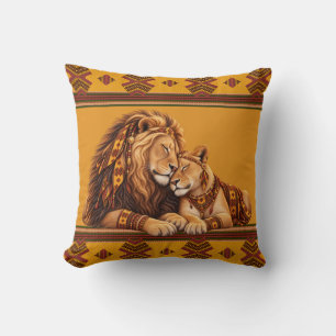African Lion Wedding Throw Pillow