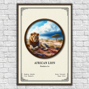 African Lion Zoology Series Poster