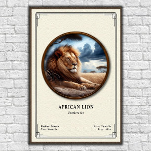 African Lion Zoology Series Poster