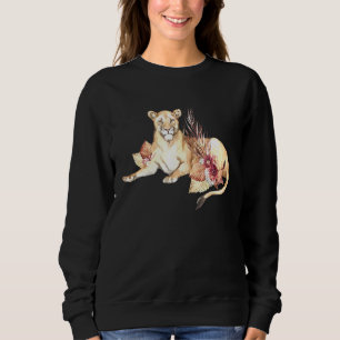 African Lioness I Savannah Wildflowers I Watercolo Sweatshirt