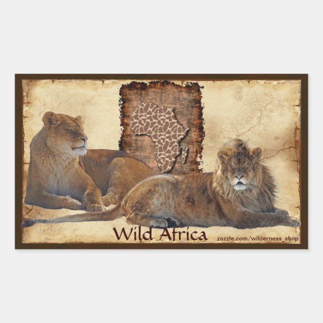 AFRICAN LIONS Big Five Map of Africa Stickers (Front)
