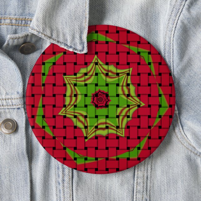 African Lovely Woven red design 6 Inch Round Button (In Situ)