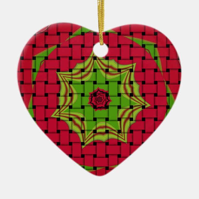 African Lovely Woven red design Ceramic Ornament (Front)