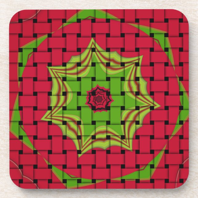 African Lovely Woven red design Coaster (Front)