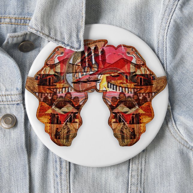 African Map: Celebrate the Season with Culture 6 Inch Round Button (In Situ)