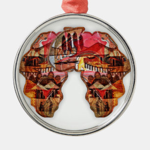 African Map: Celebrate the Season with Culture Metal Ornament