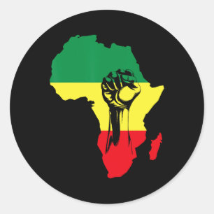 African Map Fist Black History Native Americans  Classic Round Sticker