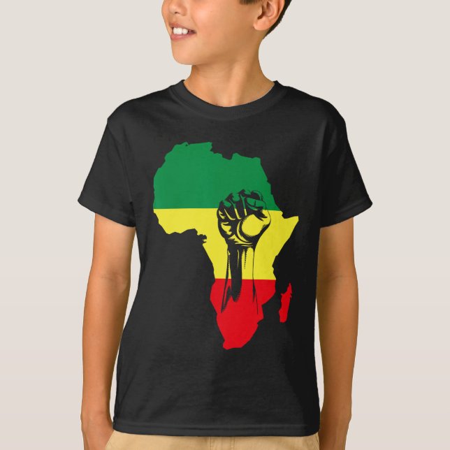 African Map Fist Black History Native Americans  T-Shirt (Front)