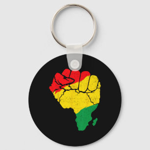 African Map Fist Unity Juneteenth Pride Black Hist Keychain