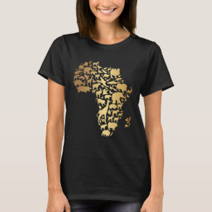 African Map Gold Animals T-Shirt