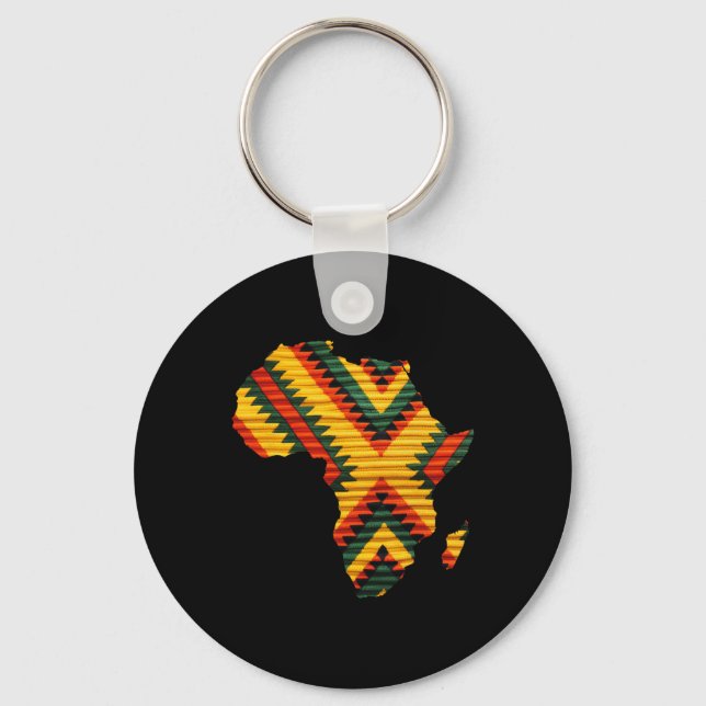 African Map Kente Art Pattern Men Women Black Hist Keychain (Front)