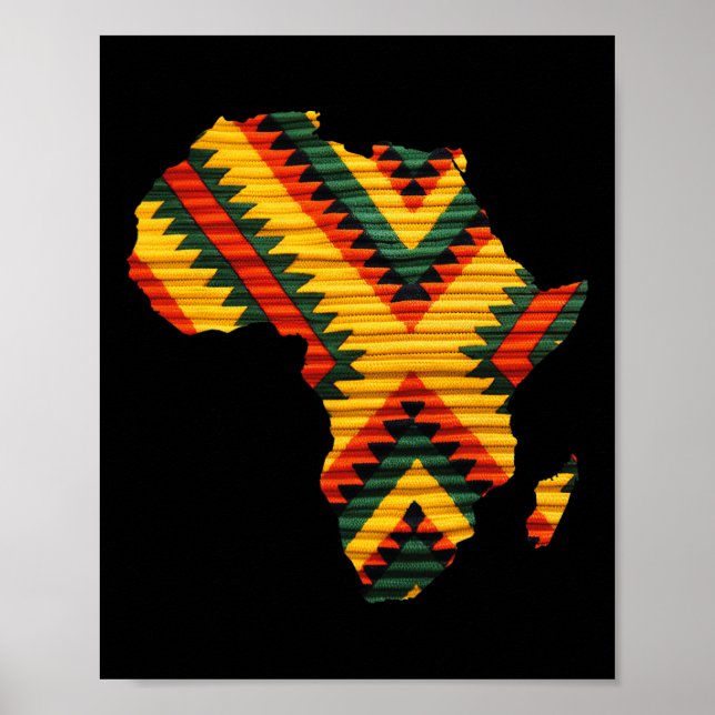 African Map Kente Art Pattern Men Women Black Hist Poster (Front)