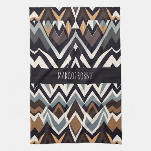 African Marocco Triangle Geometric Brown Pattern Kitchen Towel