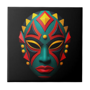 African Mask Ceramic Tile