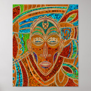 African Mask Illustration Poster