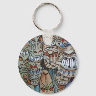 African mask keychain