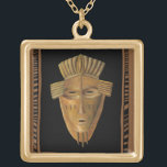 African Mask Painting by Chariklia Zarris Gold Plated Necklace<br><div class="desc">Chariklia Zarris created this painting of an African mask. Many of these masks are used in ceremonies so a community of people can communicate with deceased ancestors or the spirits of animals. Bring a bit of traditional African culture into your home!</div>