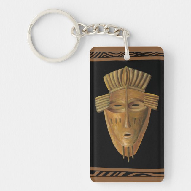 African Mask Painting by Chariklia Zarris Keychain (Front)