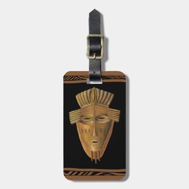 African Mask Painting by Chariklia Zarris Luggage Tag (Front Vertical)