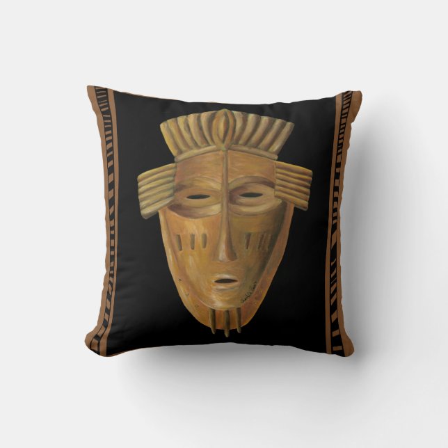 African Mask Painting by Chariklia Zarris Throw Pillow (Front)