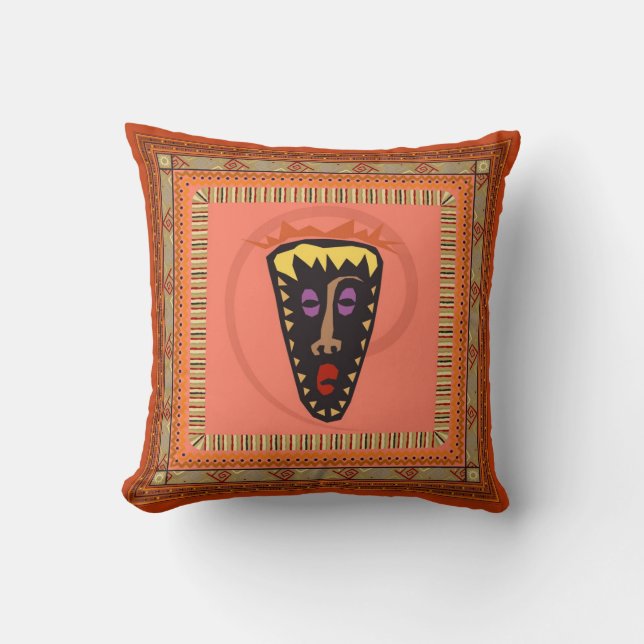 African mask throw pillow (Front)