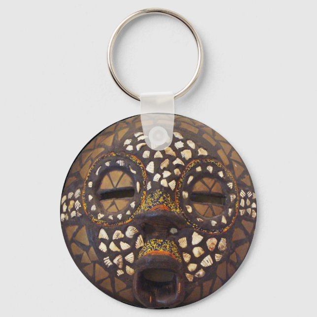 African mask with cowrie shells keychain (Front)