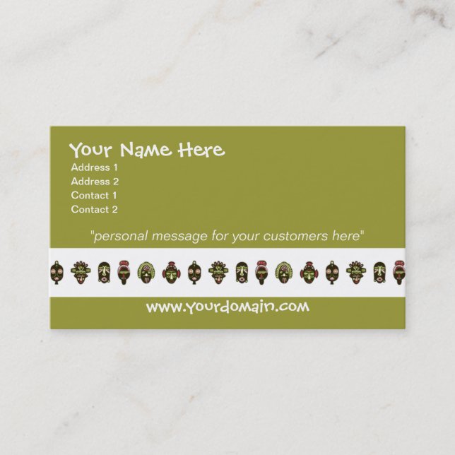 African Masks Business Cards (Front)
