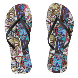 African Masks V2 Flip Flops
