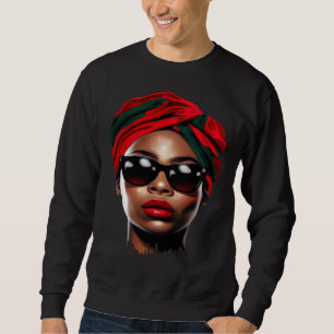 African Melanin Queen Fun Sunglasses Lips Fun Blac Sweatshirt