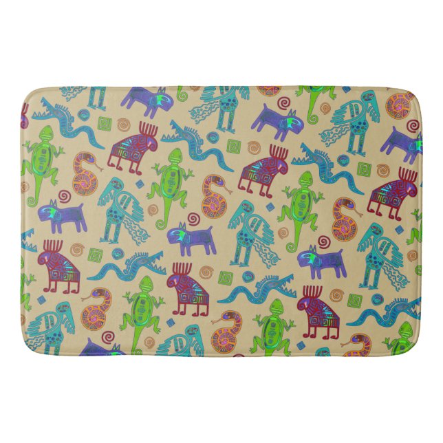 African Mexican Culture Primitive Tribal Pattern 1 Bath Mat (Front)
