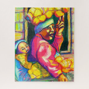African mother and child, colourful ethnic art, jigsaw puzzle