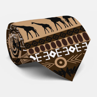 African Motif, Animals, Horizontal Stripes Tie