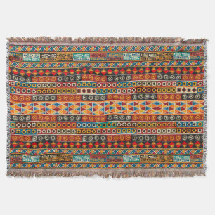 African Motif Colourful Decorative Pattern Design Throw Blanket