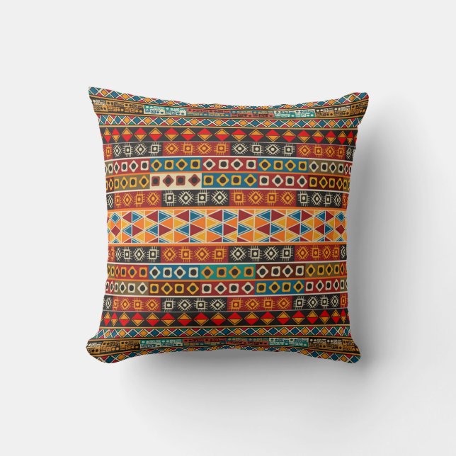African Motif Colourful Decorative Pattern Design Throw Pillow (Front)