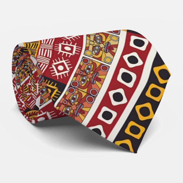 African Motif Colourful Decorative Pattern Design Tie (Rolled)