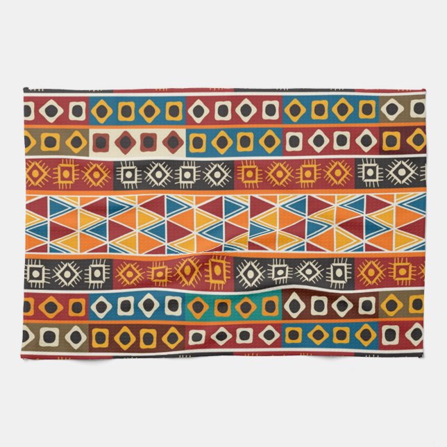 African Motif Colourful Decorative Pattern Kitchen Towel (Horizontal)