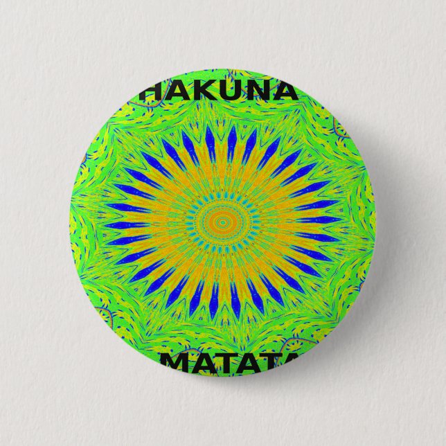 African Motif Design in Green and Gold Art Print 2 Inch Round Button (Front)