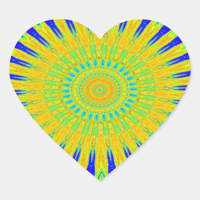 African Motif Design in Green and Gold Art Print Heart Sticker (Front)