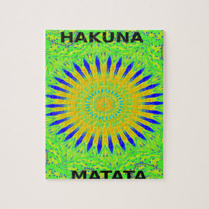 African Motif Design in Green and Gold Art Print Jigsaw Puzzle