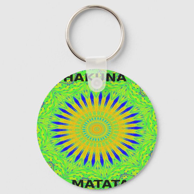 African Motif Design in Green and Gold Art Print Keychain (Front)