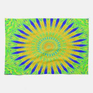 African Motif Design in Green and Gold Art Print Kitchen Towel
