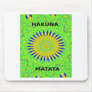 African Motif Design in Green and Gold Art Print Mouse Pad