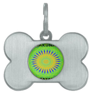African Motif Design in Green and Gold Art Print Pet ID Tag