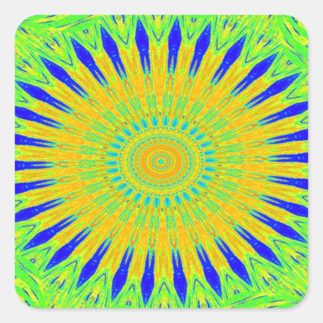 African Motif Design in Green and Gold Art Print Square Sticker (Front)