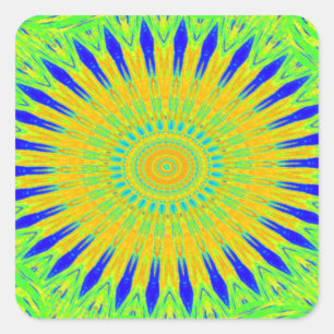 African Motif Design in Green and Gold Art Print Square Sticker